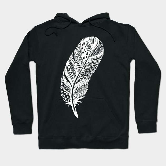 Zentangle Tribal Feather Drawing Hoodie by SWON Design